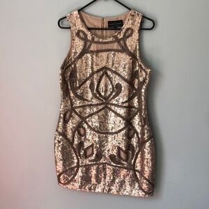 Needle & Thread Contour Ornate Mini Dress in Gold